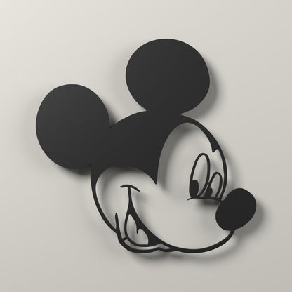 Mickey Mouse Wall Art – 3D Printed Minimal Black Silhouette – 3D render, hero view