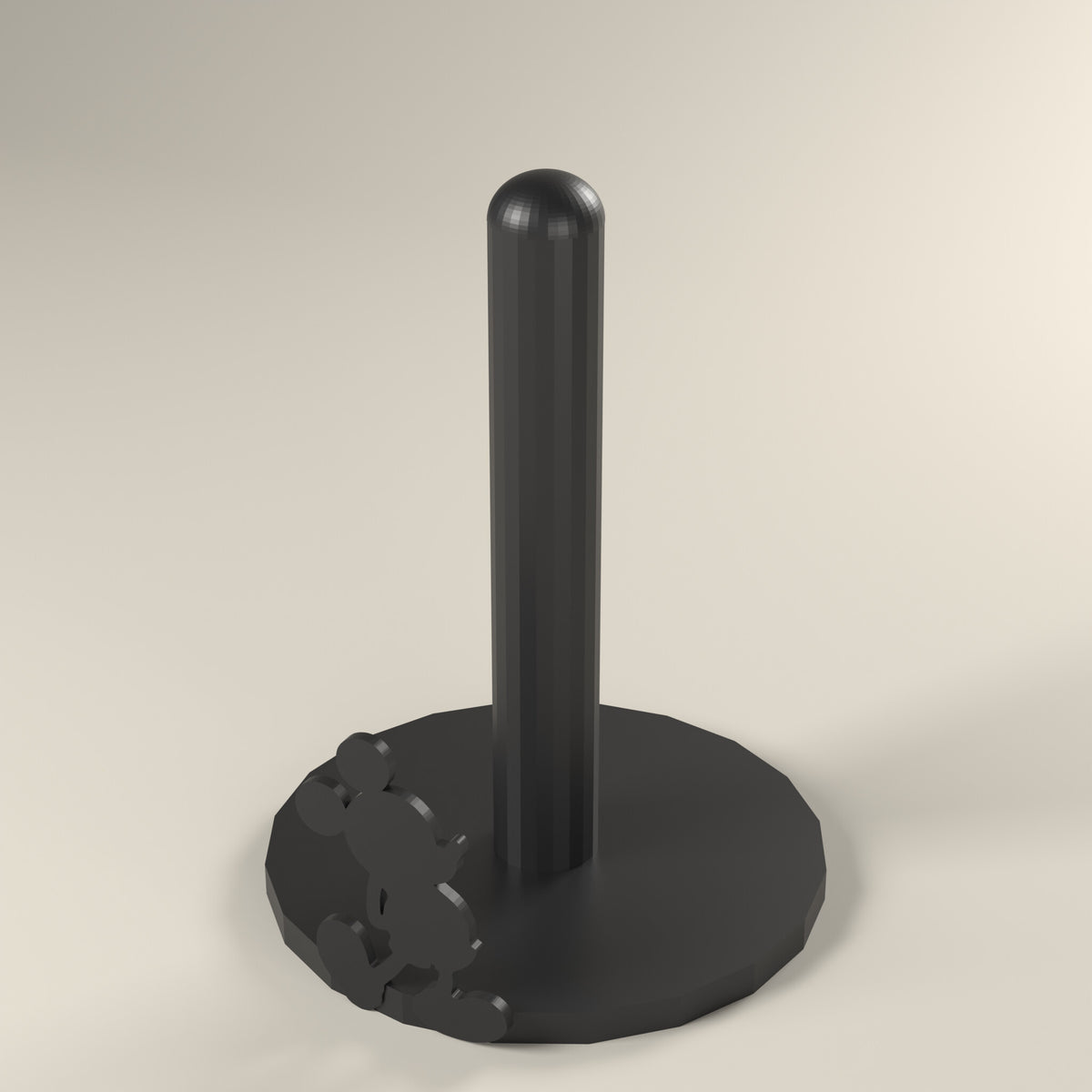 Mickey Mouse Paper Towel Holder – 3D Printed Countertop Decor – 3D render, angle view