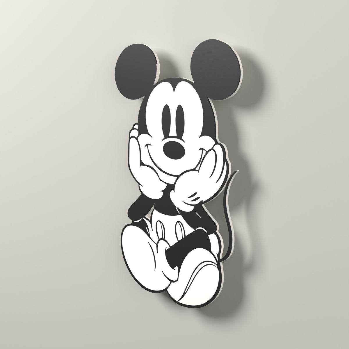 Retro Steamboat Mickey Display – 3D Printed Shelf Decor – 3D render, angle view