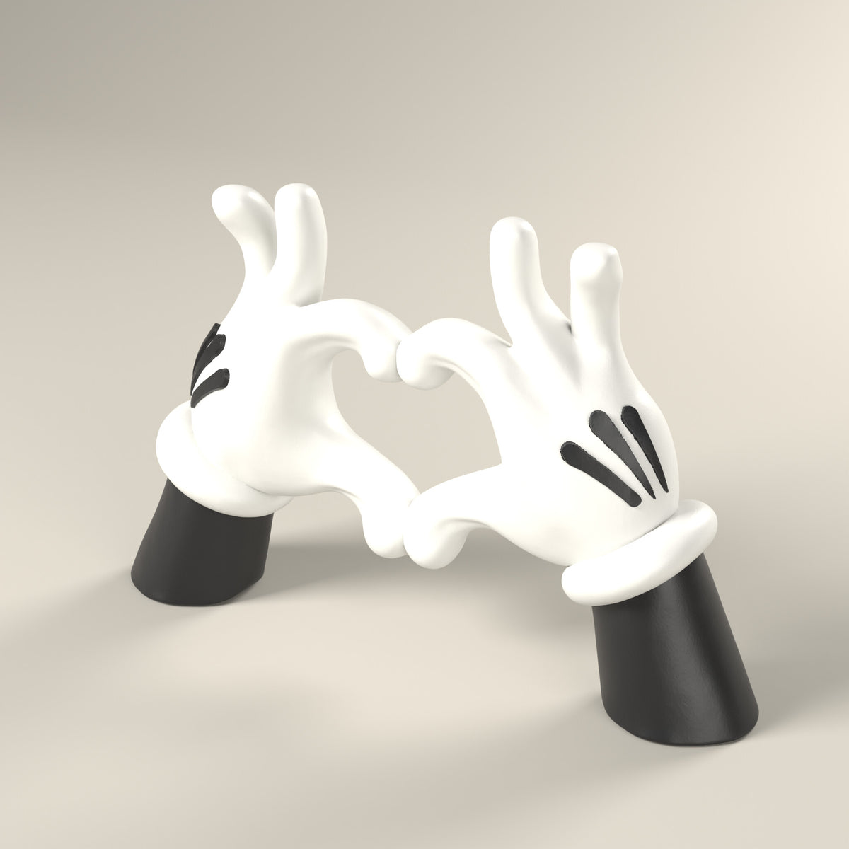 Mickey Mouse Hands Heart – 3D Printed Valentine's Decor – 3D render, angle view