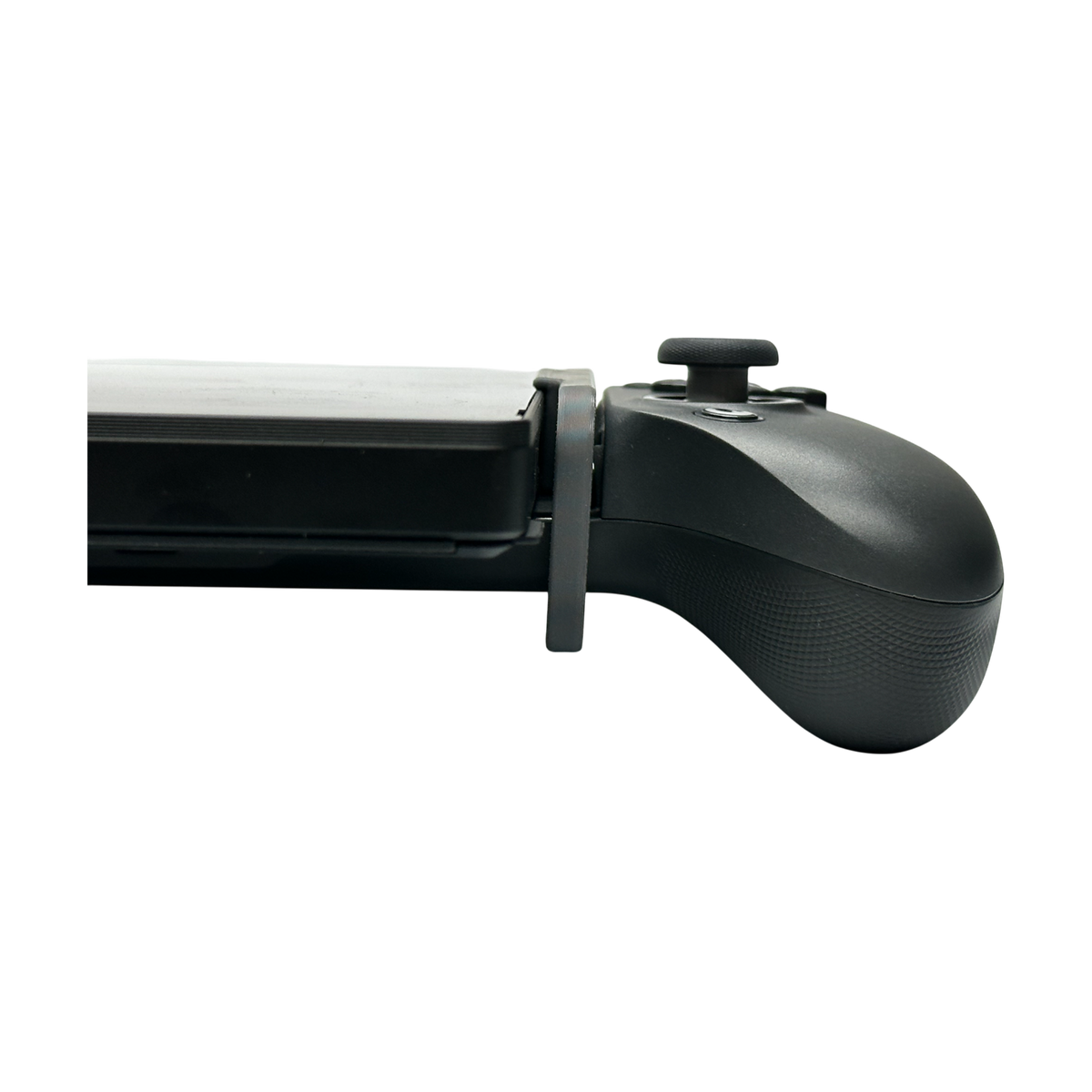 Side profile of the holder, clamp and controller on the tablet edge