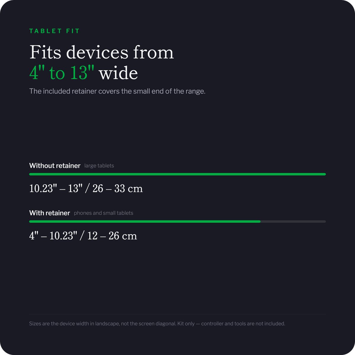 Universal expansion kit - tablet size range the kit supports